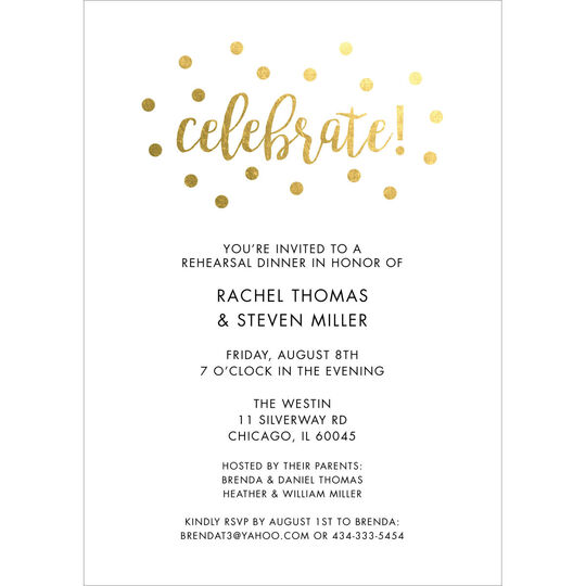 Celebrate Confetti Dots Foil Invitations